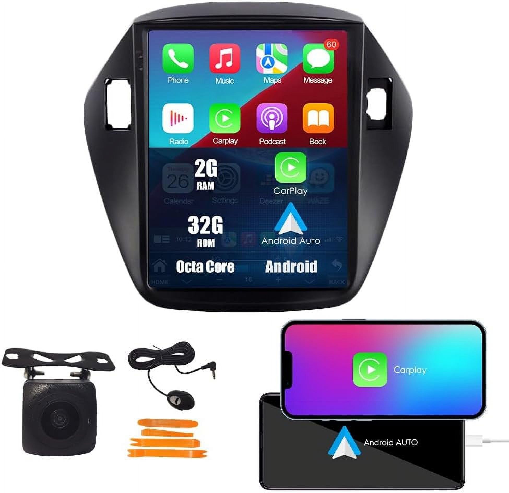 Tesla Style CarPlay Android Auto Navigation Stereo GPS Radio Reverse