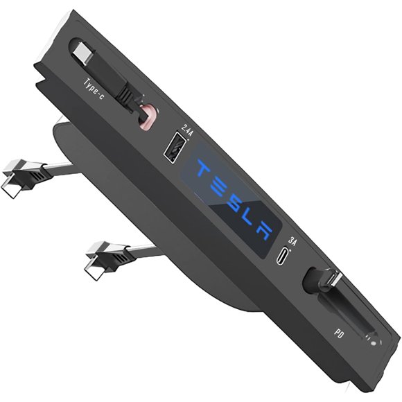 Tesla USB Hub,Fast Charge with Cable Adapter for Tesla Model 3 Model Y 2021 2022 2023 Docking Station of Center Console for Tesla Interior Accessories