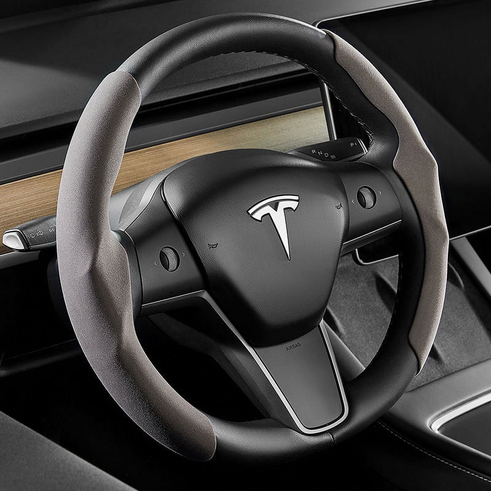 Tesla Y steering wheel cover model 3 suede ultra-thin sweat Tesla Y steering wheel cover model 3 suede ultra-thin sweat