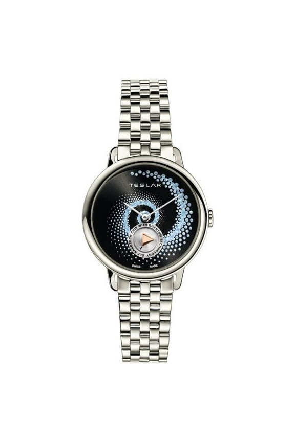 WTTL002 36 mm Re-Balance T-3 Black Dial Womens Watch, Silver Strap
