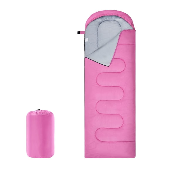 Tesleader Camping Sleep Bags for Adults & Kids, Lightweight Compact Sleep Bag, 3 Season, 0.9kg, Pink