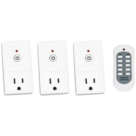 Tesler E-Z Control White 3-Plug Wireless Remote Wall Outlet