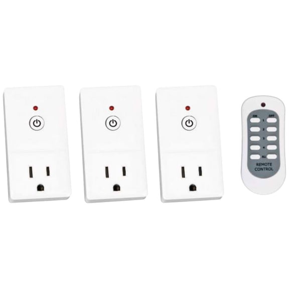 Tesler E-Z Control White 3-Plug Wireless Remote Wall Outlet