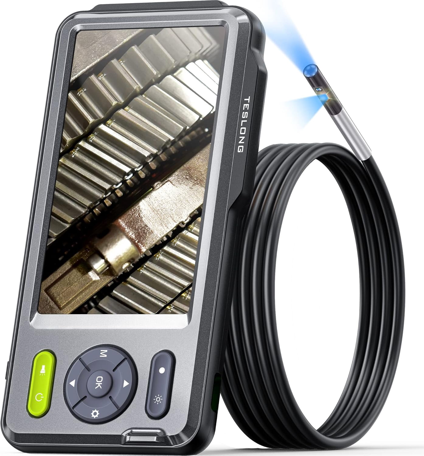 Teslong Endoscope with Light, Dual Lens Borescope 5'' HD Snake Inspection Camera Automotive Fiber Camera for Sewer Duct Plumbing Pipe (5ft)