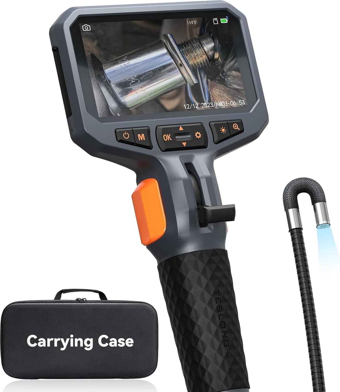 Teslong Two-Way Articulating Borescope Inspection Camera 8.5mm Industrial Endoscope Flexible Probe 5FT