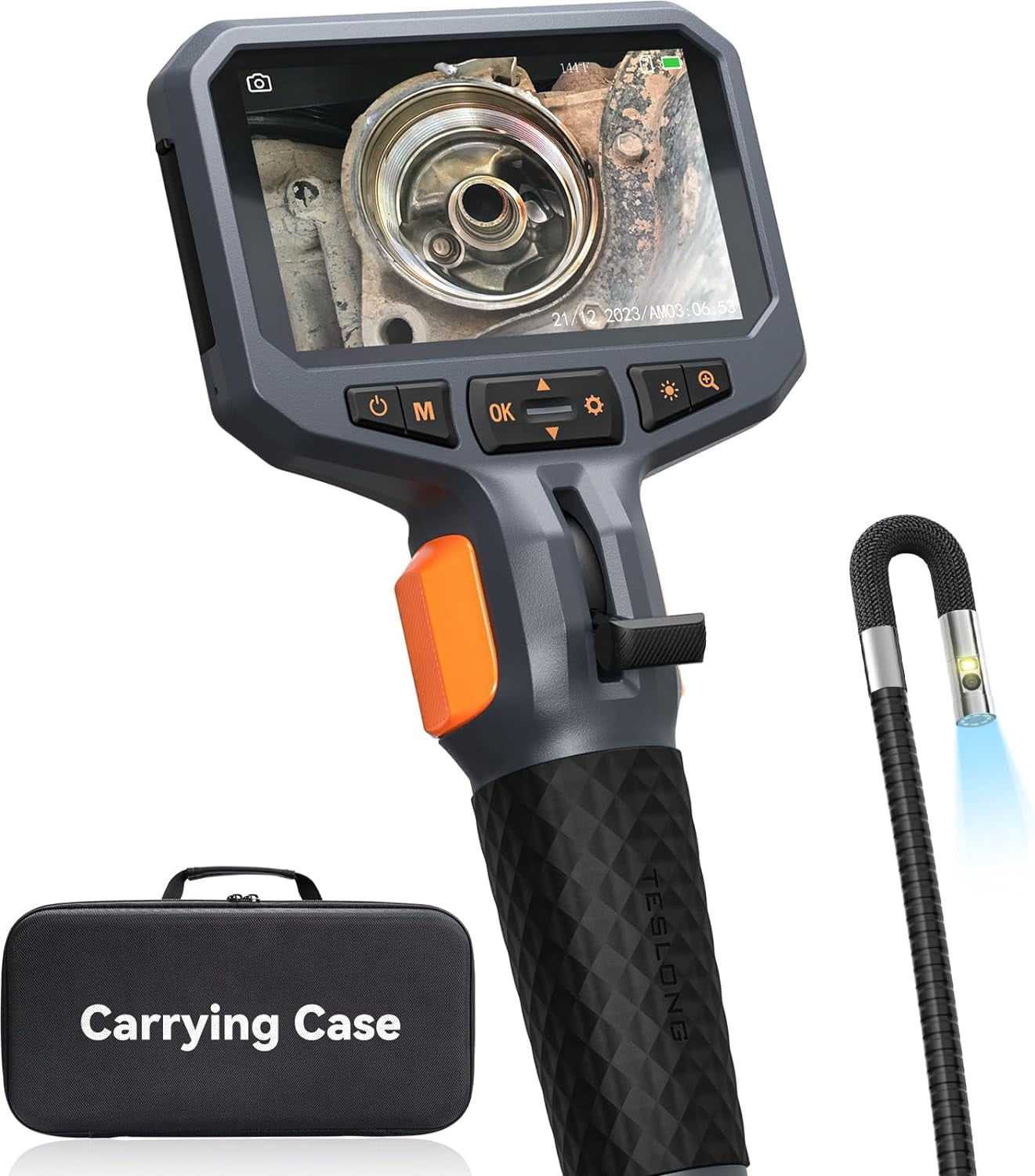 Teslong Two-Way Articulating Borescope Inspection Camera 8.5mm Industrial Endoscope Flexible Probe 5FT