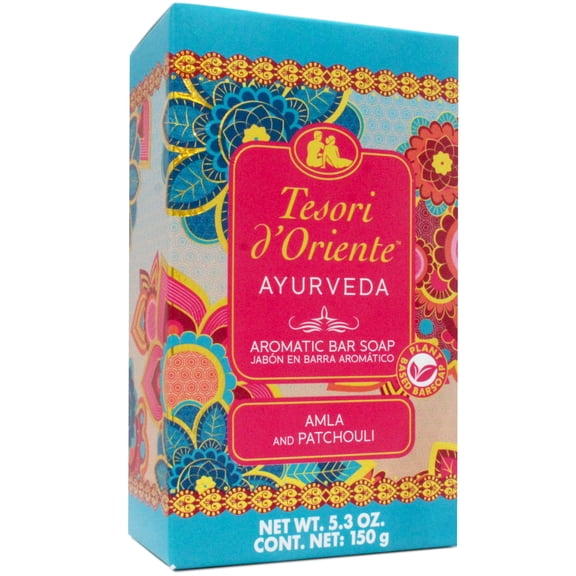 Tesori dOriente Ayurveda Bar Soap with Amla & Patchouli Scent, Gentle Cleanser for Men & Women, 5.3 OZ