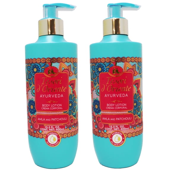 Tesori dOriente Ayurveda Body Lotion, Daily Ultra-Hydrating Moisturizer with Amla and Patchouli Scent, 13.5 FL OZ - 2 Pack