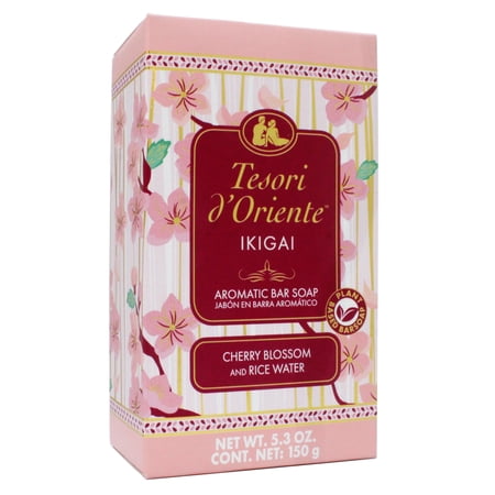 Tesori d'Oriente Ikigai Aromatic Bar Soap, Cherry Blossom & Rice Water Scent, 5.3 Ounce