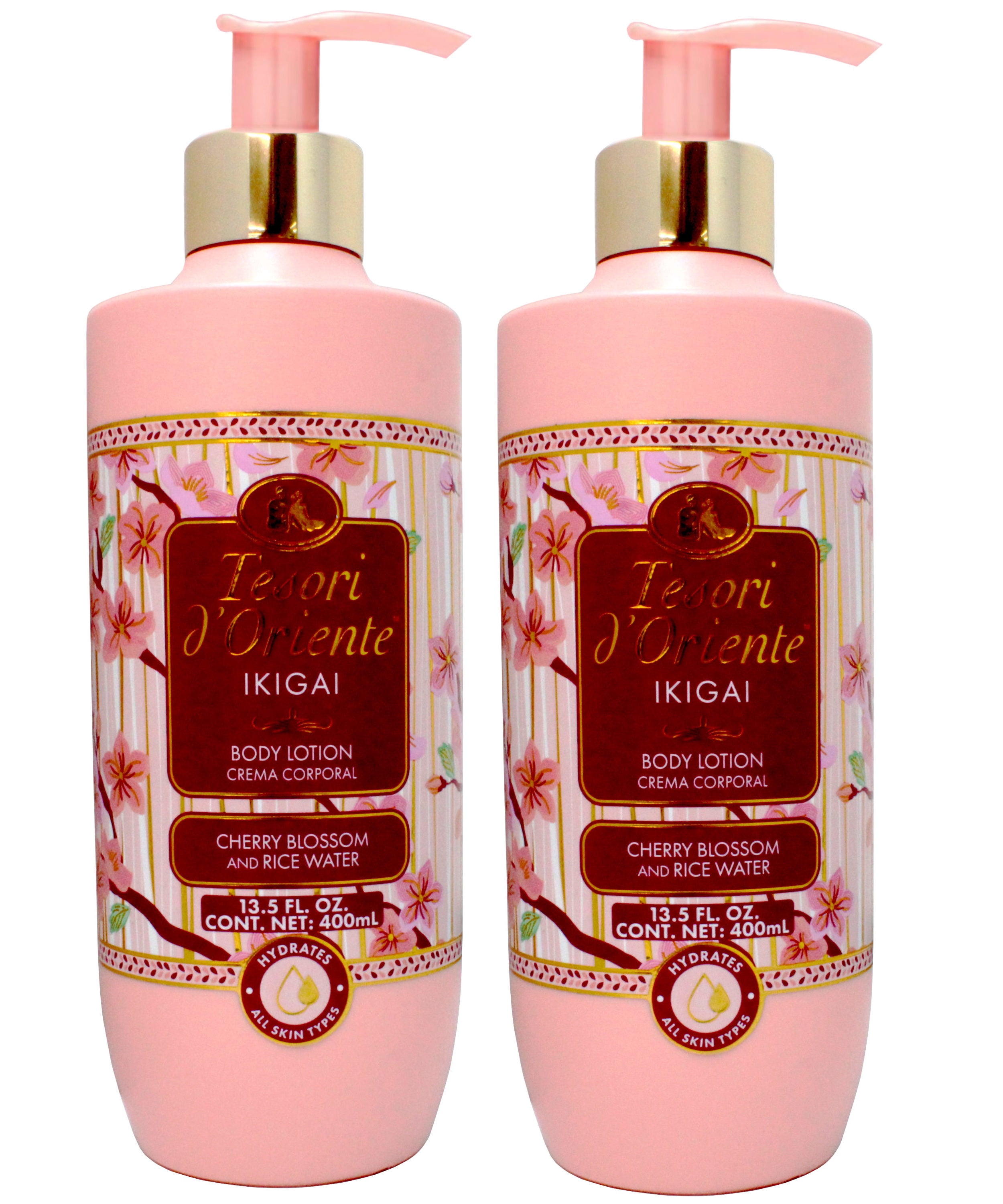Tesori d’Oriente Ikigai Body Lotion, Daily Hydrating Moisturizer with Rice Water and Cherry Blossom Scent for All Skin Types, 13.5 FL OZ - 2 Pack