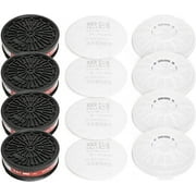 Tesoro Moda Replaceable Filter Cartridges Set - P-A-1 LDY3 Dual Respirator Filters - Fits Full Face Masks - 4 Carbon Filter Cartridges, 4 Cotton Filters, 4 Filter Covers