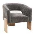 thumbnail image 1 of Tess Accent Chair in Modern Crystal Black Ribbed Linen on Solid Wood, 1 of 10