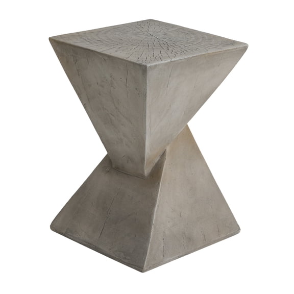 Tess Modern Hourglass Shaped Accent Side Table, Light Gray Hand Finished Magnesium Oxide End Table, Scratch & Weather Resistant, No Assembly Required, Indoor & Covered Outdoor Use
