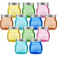 thumbnail image 1 of Tessco 12 Pieces 8 oz Colored Mason Jars with Lids Glass Regular Mouth Canning Jar Pint Mason Can Not Allowed Dishwasher, 1 of 7