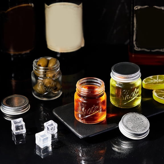 Tessco 72 Pcs Mini Mason Jar Shot Glasses with Lids 2 oz Dishwasher Safe Mason Canning Jars for Bachelorette Wedding Party Favors Bar Drinks Home Desserts Honey Jam Candy Storage (Clear)