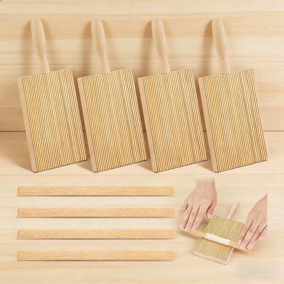 Tessco Gnocchi Board Wood Pasta Board Beechwood with Roller Gnocchi Paddle Pasta Making Tools for Homemade Kitchen