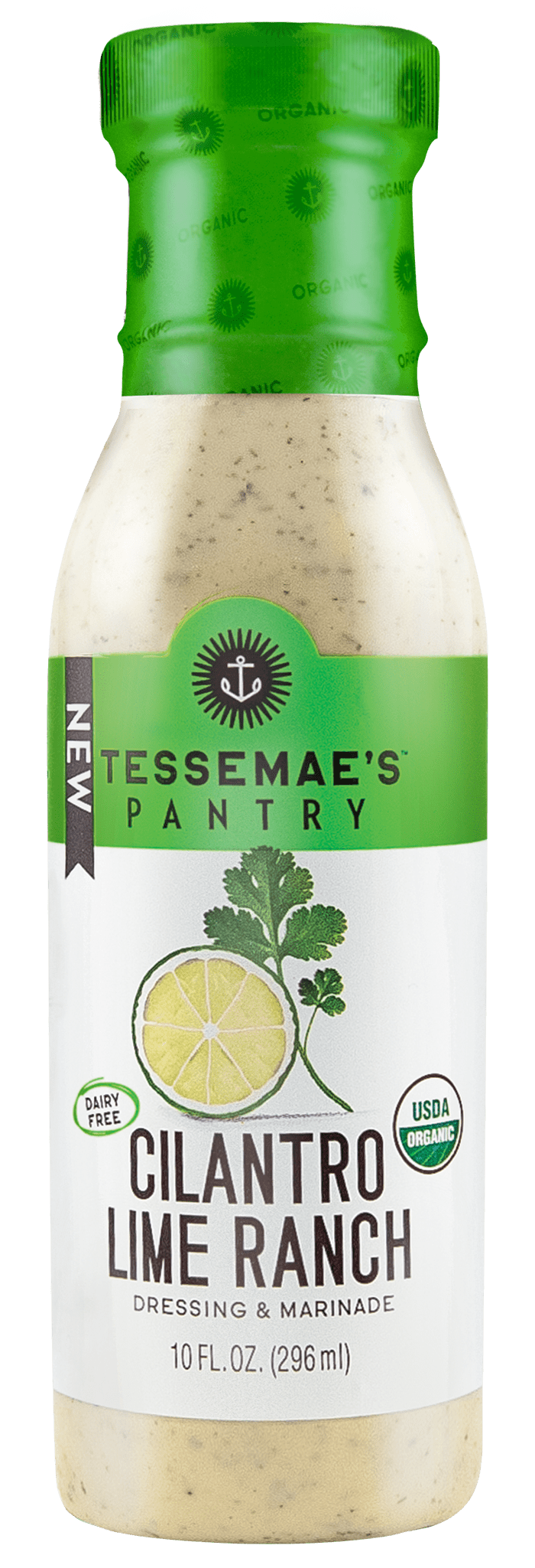 Tessemae's Gluten Free Cilantro Lime Ranch Salad Dressings and Ranch Dip, 10 Fl Oz