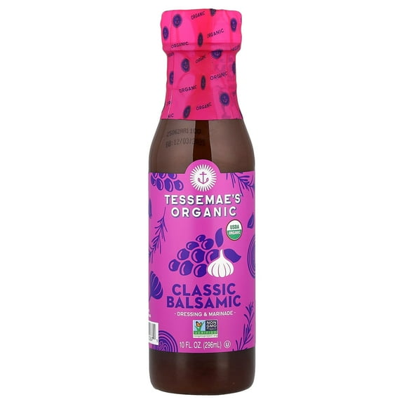 Tessemae's Organic Classic Balsamic Vinaigrette Salad Dressing and Marinade, 10 fl oz, Vegan, Sugar Free, Dairy Free, Gluten Free, Whole30 Approved, Keto Friendly