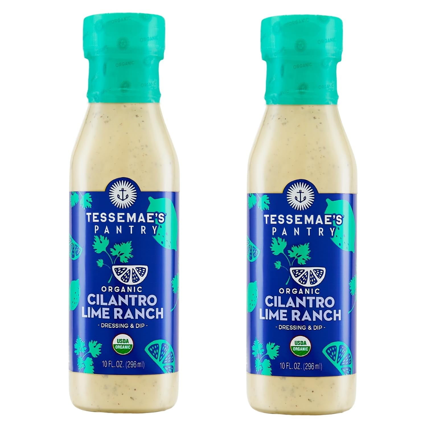 Tessemae's, Pantry, Organic Dressing & Dip, Cilantro Lime Ranch, 10 fl oz Pack of 2
