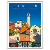 Tessin (Ticino) - Svizzera - Suisse - Southern Switzerland - Schweiz - Vintage Travel Poster by Daniele Buzzi 1943 - Master Art Print (Unframed) 9in x 12in
