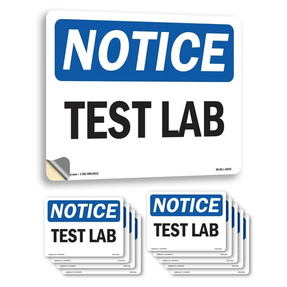 Test Lab OSHA Notice Vinyl Decal Label 5 Inch x 3.5 Inch - 10 Pack