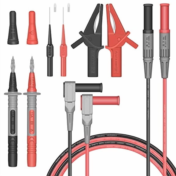 Test Leads Set YNGLLC Double Insulated Electrical Multimeter Test Lead Kit, Test Leads Probes 4mm Banana Plug with Alligator Clips 30A and Needle Probe 0.7mm