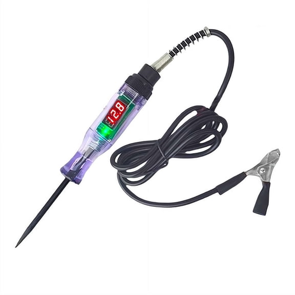 Test Light Automotive, 12V 24V Circuit Tester with Alligator Clip and Long Steel Probe, Professional Electrical Tester Pen for Car Truck RV