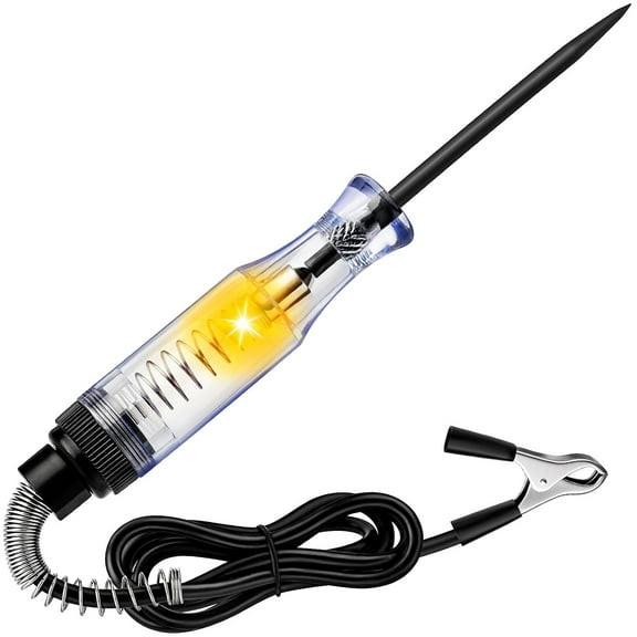 Test Light Automotive, Circuit Tester 6V-12V-24V DC Car Electrical Test Pen with Alligator Clip and Long Steel Probe, Continuity Voltage Fuse Tester for Sedan, SUV, RV and Truck