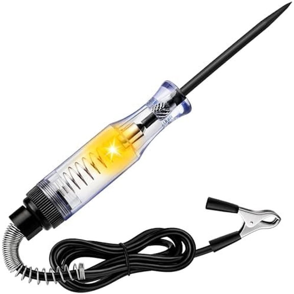 Test Light Automotive, Circuit Tester 6V-12V-24V DC Electrical Test Pen with Clip and Long Steel Probe, Continuity Fuse Tester for Sedan, SUV, RV and