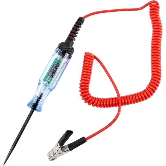 Test Light Automotive, Digital LED Circuit Tester with Display, Electrical Tester Pen with Extended Spring Wire & Probe for RV Fuse Checker
