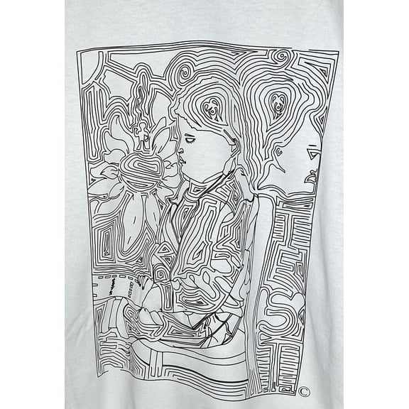White cotton T-shirt, Unique Unisex Art Shirt, Hand-drawn maze art, Amazen Apparel, Graphic tees for family, Creative apparel.
Test Maze White T-Shirt Large