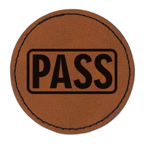 Test Result Pass 2.5" Faux Leather Round Engraved Iron-On Patch - Brown
