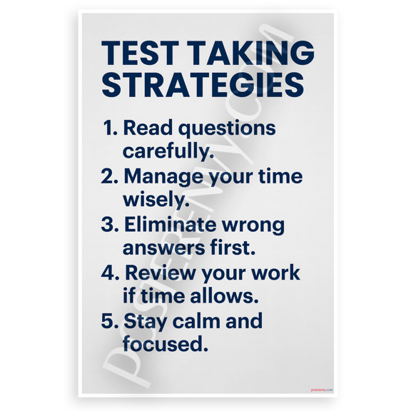 Test Taking Strategies Educational 12x18 US Made Poster
