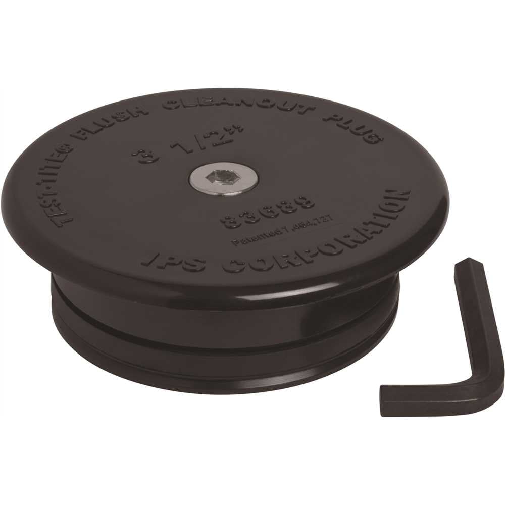 Black Plastic Flush Mechanical Cleanout Repair Plug, 3.5 Inch