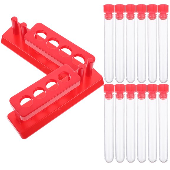 Test Tube Kit Sample Bottles Vials Tubes Testing with Caps Child Student Beaker Cover Plastic Model Kits