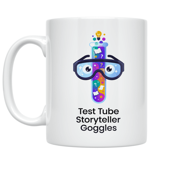 Test Tube Storyteller Goggles Design - Science Enthusiast - 11 oz Ceramic Coffee Mug