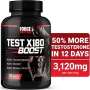 Force Factor Test X180 Boost, Testosterone Booster for Men with Boron, Fenugreek & Tribulus Terrestris for Muscle, Libido & Men’s Health, 120 Tablets