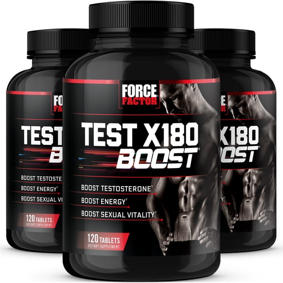 Force Factor Test X180 Boost, Testosterone Booster for Men with Boron, Fenugreek & Tribulus Terrestris for Muscle & Libido, 120 Tablets (3 Pack)