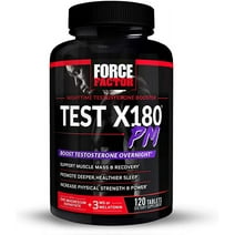 Test X180 PM Testosterone Booster for Men, Overnight Testosterone Supplement to Build Muscle, Increase Strength, and Promote Deeper, Healthier Sleep and Recovery, Force Factor, 120 Tablets