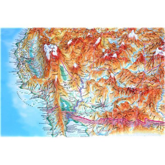 TestPlay 3068 44 x 32 in. US Raised Relief Map, Rubberized Foam Backing - Large