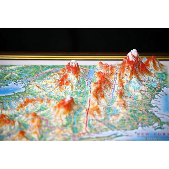 TestPlay 3155 12 x 9 in. New York State Raised Relief Map, Rubberized Foam Backing - Gift Size