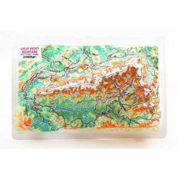 TestPlay 3263 Great Smoky Mountains Raised Relief Map, Framed - Souvenir Size