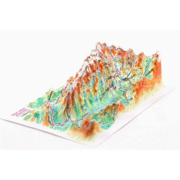 TestPlay 3264 Great Smoky Mountains Raised Relief Map, Rubberized Foam Backing Plus Magnet - Souvenir Size