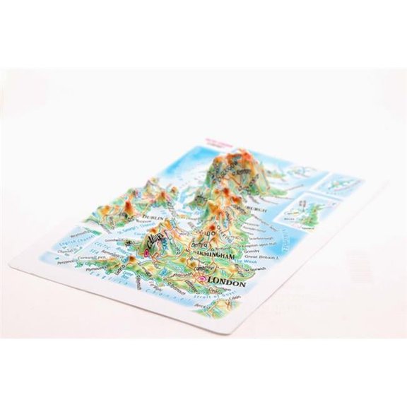 TestPlay 3443 United Kingdom Raised Relief Map, Rubberized Foam Backing Plus Magnet - Souvenir Size