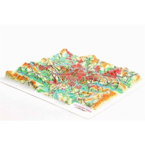 TestPlay 3544 Paris Raised Relief Map, Rubberized Foam Backing - Souvenir Size