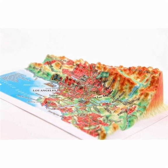 TestPlay  Los Angeles Raised Relief Map, Rubberized Foam Backing Plus Magnet - Souvenir Size