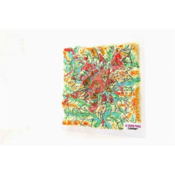 TestPlay Paris Raised Relief Map, Rubberized Foam Backing Plus Magnet - Souvenir Size
