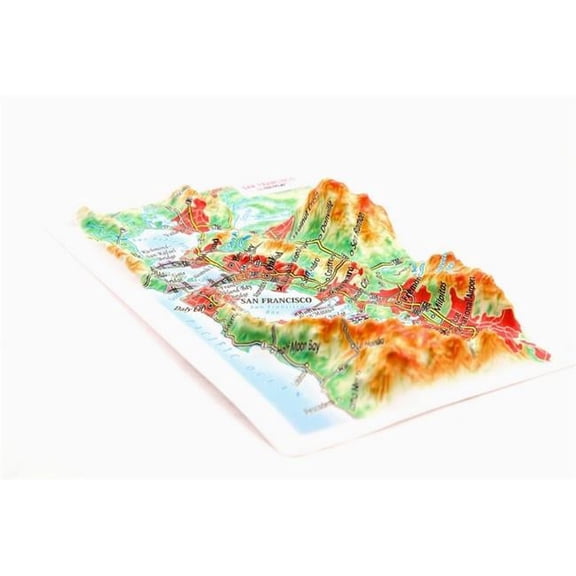 TestPlay 3382 San Francisco Raised Relief Map, Rubberized Foam Backing Plus Magnet - Souvenir Size
