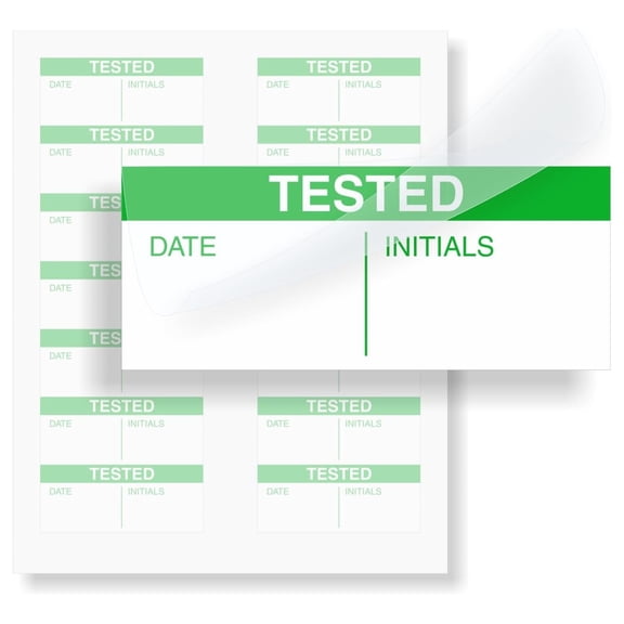 Tested Self-Laminating Calibration Labels - Pack of 140, Polyester with Clear Flap, 0.625 x 1.5 inch, Protect Your Writing, Screen Printed, Green and White, Made in USA