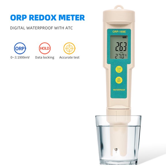 Tester Waterproof ORP PH Meter Water Quality Monitor  LCD Display Data Locking Pen Tester for Pools Aquarium